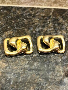 Vtg. Bluette France Gold Tone Interlocking Knot Shoe Clips